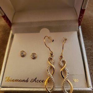 Gold Earrings w Diamond Accent